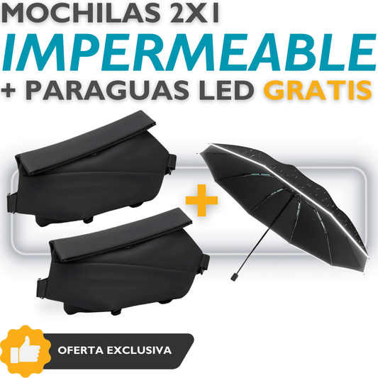 Mochia Impermeable 2x1 + Paraguas Regalo 🎁